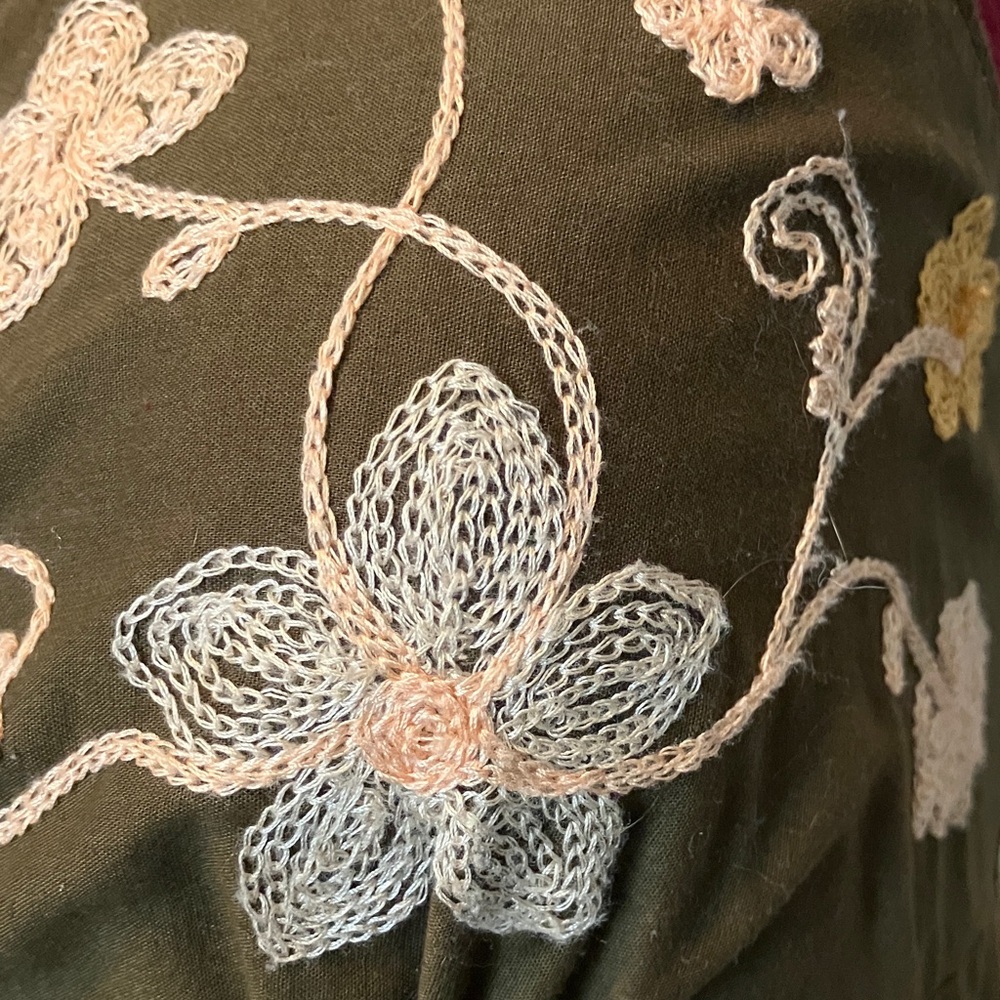 Vintage Chocolate Brown Halter Maxi Dress Embroidered Floral & Butterfly Detail - Picture 6 of 13